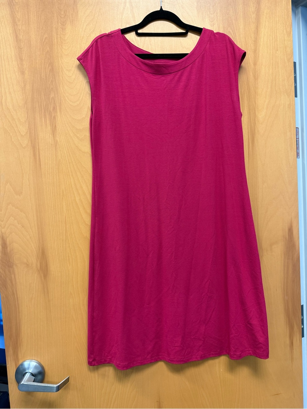 Chico's Fuchsia Cap-Sleeve Midi Shift Dress